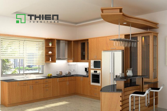 Tủ bếp hiện đại với thiết kế kiểu quầy bar
