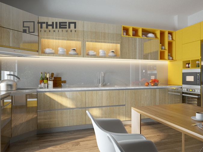 Tủ bếp màu vàng cho người mệnh thổ