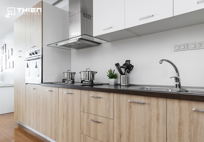 Tủ bếp vân gỗ sồi