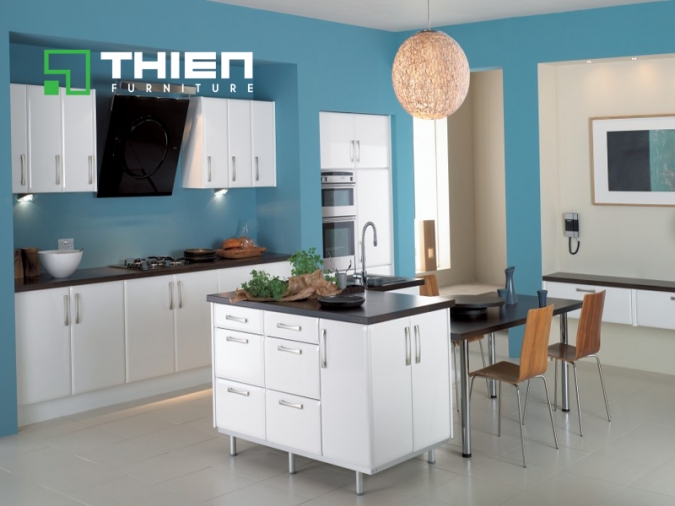 Tủ bếp gỗ nhựa có bàn đảo